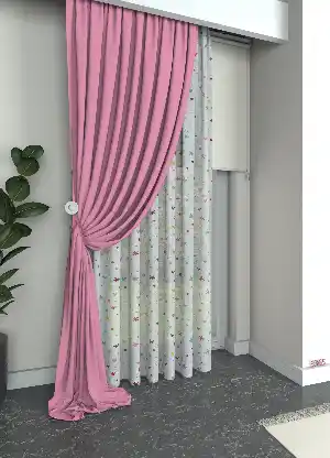 Çocuk Odası Tül - Renkli Puantiye Desenli Keten Zemin Baskılı Tül Perde (( Açıklamayı Okuyunuz ))
