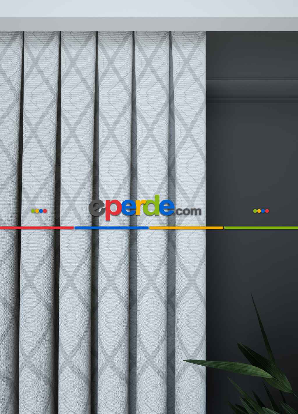 Dökümlü Kumaştan Açık Gri Geometrik Desenli Fon Perde 1. Kalite