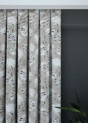 Dökümlü Kumaştan Bej Çiçek Desenli Baskılı Fon Perde 1. Kalite