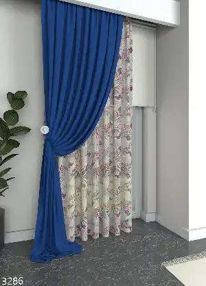 Renkli Yaprak Ve Kelebek Desenli Keten Zeminli Baskılı Tül Perde