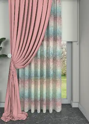 Toz pembe Modern Desenli Baskılı Tül Perde - Çocuk Odası