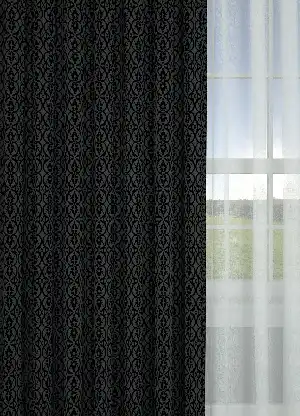 Dökümlü Kumaştan Gri Siyah Modern Desenli Baskılı Fon Perde Geniş En 1. Kalite