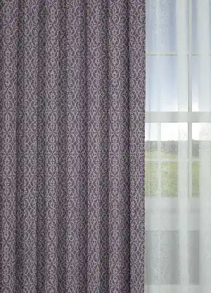 Dökümlü Kumaştan Mor Lila Modern Desenli Baskılı Fon Perde Geniş En 1. Kalite
