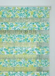 Yeşil Mint Yaprak Desenli Baskılı Zebra Perde