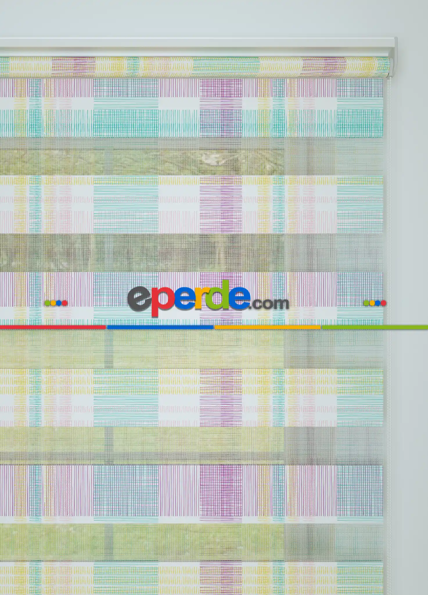 Bebek Odası - Mint Mor Çizgi Desenli Baskılı Zebra Perde