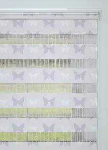 Bebek Odası - Açık Pembe Lila Kelebek Desenli Baskılı Zebra Perde