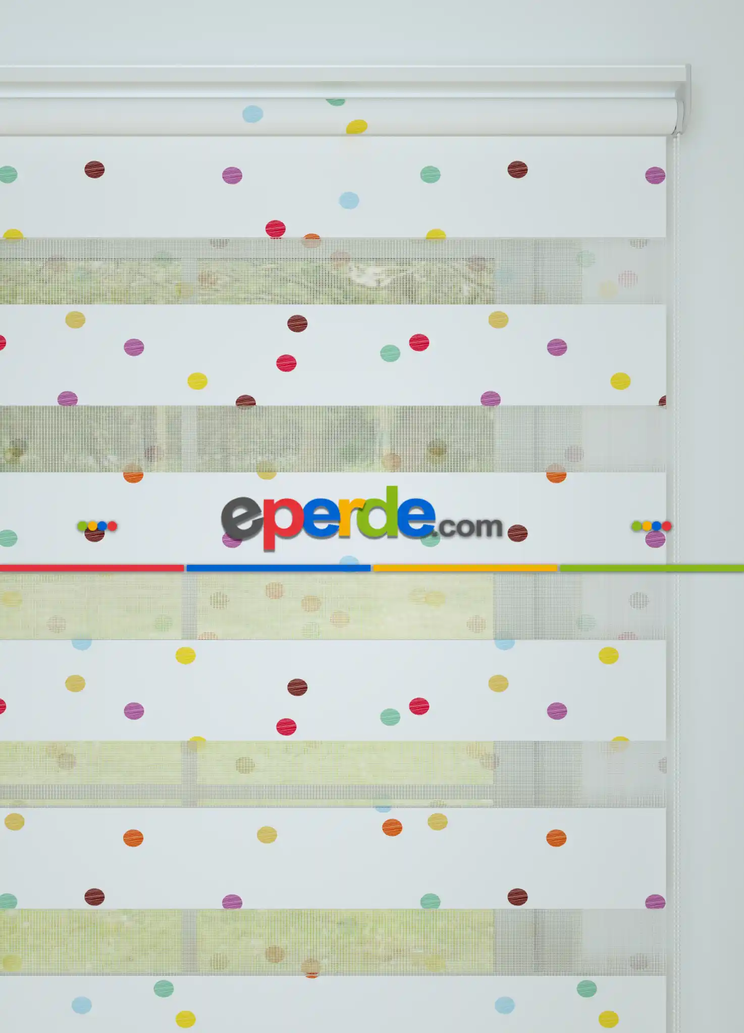 Bebek Odası - Mor Mint Puan Desenli Baskılı Zebra Perde