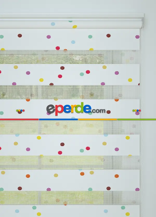 Bebek Odası - Mor Mint Puan Desenli Baskılı Zebra Perde