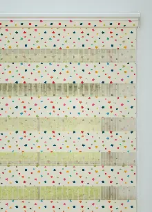 Bebek Odası - Kırmızı Turuncu Minik Yıldız Desenli Baskılı Zebra Perde