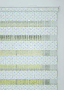 Lila Yeşil Minik Geometrik Desenli Baskılı Zebra Perde