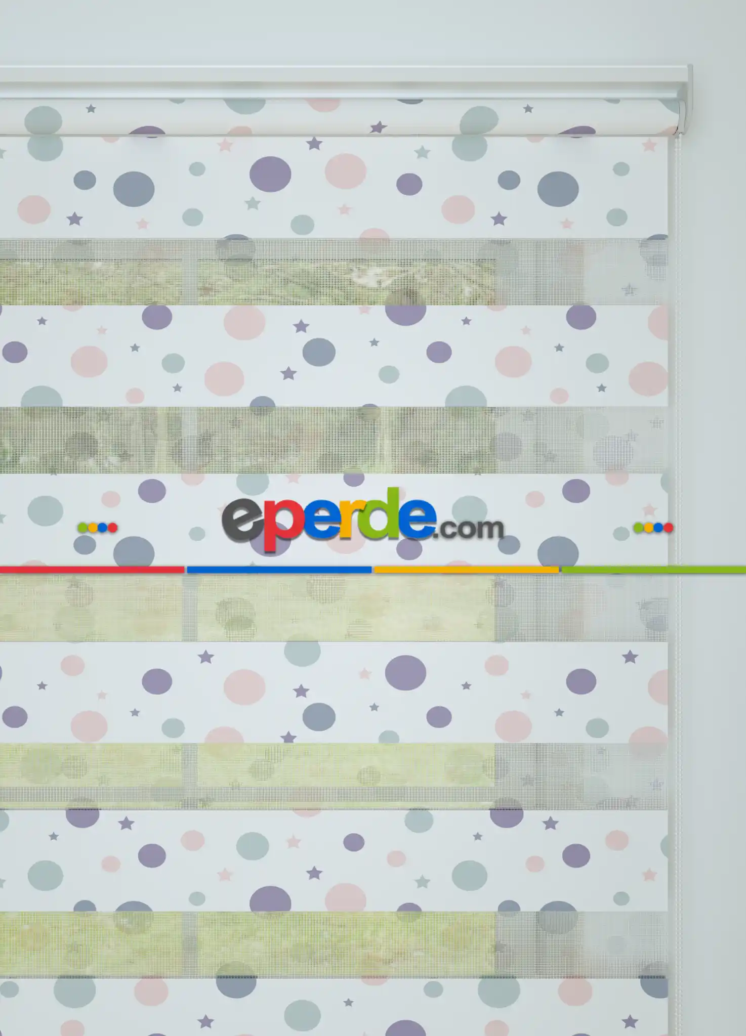 Mor Pembe Puan Desenli Baskılı Zebra Perde