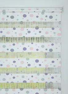 Mor Pembe Puan Desenli Baskılı Zebra Perde