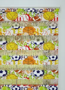 Genç Odası - Turuncu Sarı Top Desenli Baskılı Zebra Perde