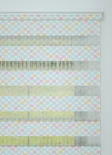 Bebek Odası - Pembe Mavi Minik Çiçek Desenli Baskılı Zebra Perde