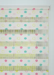 Pembe Mint Puan Desenli Baskılı Zebra Perde