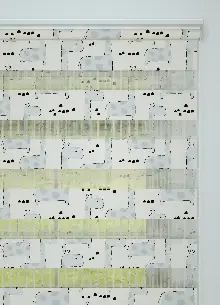 Gri Zürafa Desenli Baskılı Zebra Perde