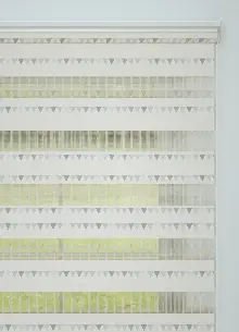 Bebek Odası - Krem Gri Flama Desenli Baskılı Zebra Perde