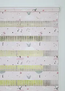 Bebek Odası - Pembe Balerin Desenli Baskılı Zebra Perde