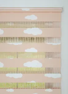 Somon Bulut Desenli Baskılı Zebra Perde