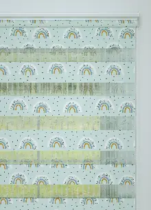 Bebek Odası - Mint Mavi Gökkuşağı Desenli Baskılı Zebra Perde