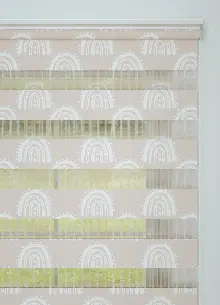 Bebek Odası - Pudra Gökkuşağı Desenli Baskılı Zebra Perde