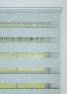 Bebek Odası - Grimsi Mavi Yıldız Desenli Baskılı Zebra Perde