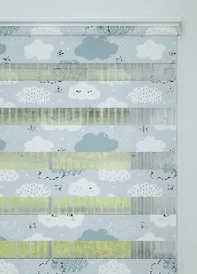 Mavi Bulut Ve Yıldız Desenli Baskılı Zebra Perde