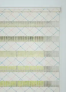 Mavi Pembe Baklava Desenli Baskılı Zebra Perde